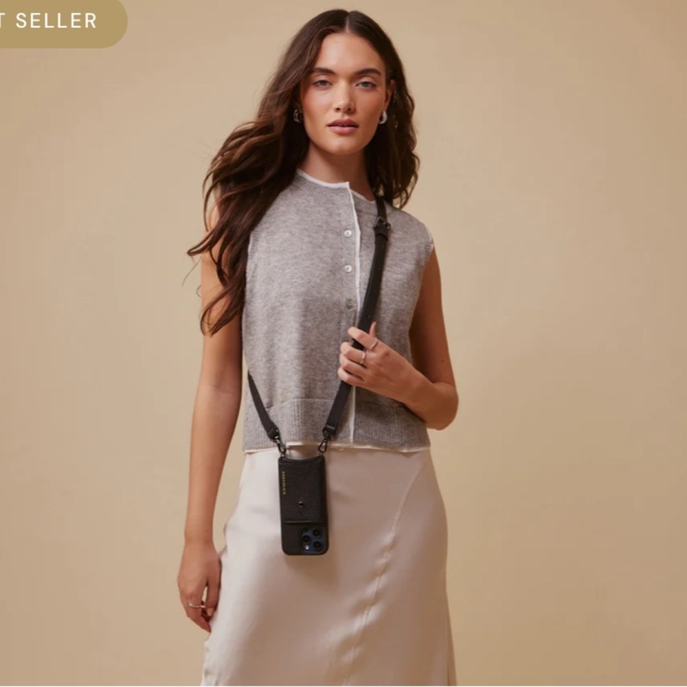 Bandolier Black Leather Crossbody Phone Case - Picture 3 of 12